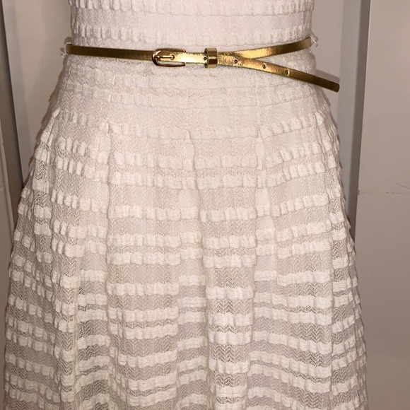 Guess White Fit and Flare Gold Belted Dress - Picture 4 of 10